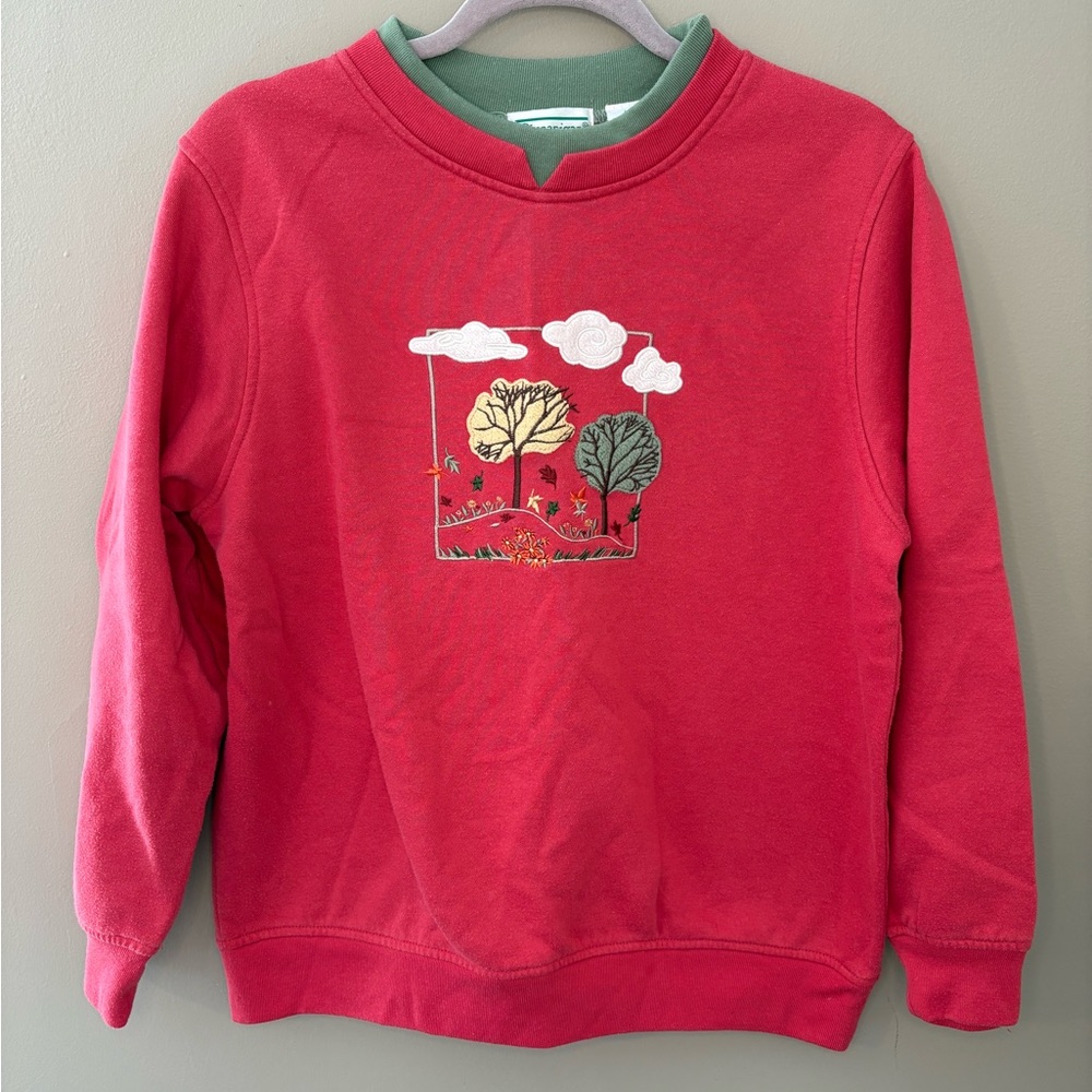 Vintage 90s Y2K Shenanigans Red Crewneck Grandma Sweatshirt Medium Embroidered